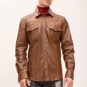 Camisas de Cuero Genuino Personalizadas al Por Mayor para Hombre Hechas en Pakistán, Bajo Costo, Precio Económico, Mejor Precio - Product Image 1