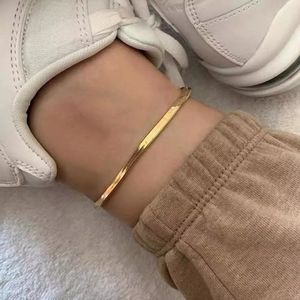Chaîne <span class=keywords><strong>de</strong></span> <span class=keywords><strong>cheville</strong></span> tendance <span class=keywords><strong>en</strong></span> acier inoxydable <span class=keywords><strong>plaqué</strong></span> <span class=keywords><strong>or</strong></span> 18 carats <span class=keywords><strong>de</strong></span> style minimaliste 4mm - Product Image 2