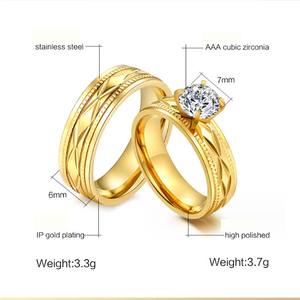 Anillos <span class=keywords><strong>de</strong></span> boda <span class=keywords><strong>de</strong></span> color plateado Zirconia cúbica amor promesa parejas anillos conjunto Acero inoxidable <span class=keywords><strong>alianza</strong></span> boda banda - Product Image 5