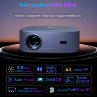 Projecteur 4K, entrepôt à l'étranger, Everycom HQ9W, Ultra Full HD 1080P, projecteur vidéo 4K pour cinéma maison, Android 12, projecteur 4K