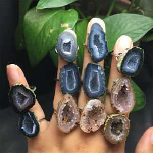 Hot Sale Kristall Natur Geode Stein Schmuck Achat Geode Höhlen ringe Für Frauen Männer Junge Mädchen - Product Image 4