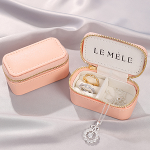 Boîte à bijoux de voyage miniature portable avec fermeture éclair, logo personnalisé, emballage de bijoux, étui de rangement en velours de luxe pour bagues - Product Image 4