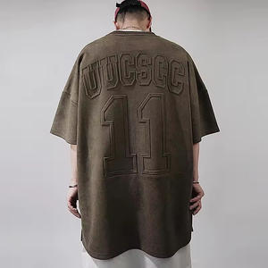 Camiseta de peso pesado de gran tamaño personalizada Camiseta de algodón con relieve informal de primera calidad Camiseta lisa con relieve de calle - Product Image 2