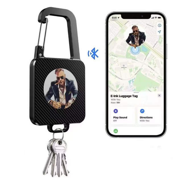 Best DIY Smart Heavy Duty Metal Tag Carabiner Key Organizer GPS E Ink Keychain Tracker Personalized Key Chain