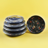 Emballage alimentaire jetable de qualité supérieure pour supermarchés, barquette ronde en PET de qualité alimentaire pour sushis, plateau de fête personnalisable avec logo