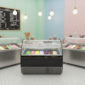 <span class=keywords><strong>Vetrina</strong></span> Refrigerata per Gelato Nera con Ventilazione Forzata 1,5m / Espositore per Gelato - Product Image 3