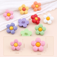 Kancing Resin Bunga Warna-warni Ramah Lingkungan 15mm 18mm dalam 15 Warna untuk Mantel Anak