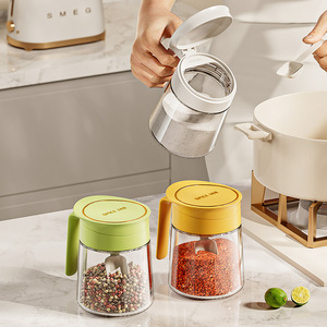 Tarro de especias de vidrio con asa, hermético, apto para alimentos, apto para lavavajillas, para condimentos sólidos, tamaño M, con cuchara - Product Image 3