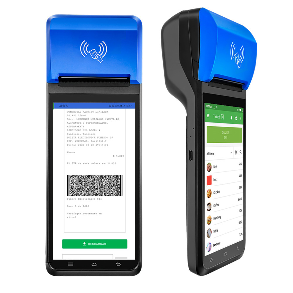 Новое обновление F1-55 портативный Pos NFC GMS супермаркет оплаты Android 12 Терминал принтер 58 мм считыватель карт Pos