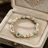 Bracelet artisanal en perles naturelles et pierres naturelles, style chinois, bijoux légers et polyvalents, vente en gros
