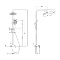 Ensemble de douche mural pour salle de bain d'hôtel avec pommeau de pluie et mitigeur 3 voies