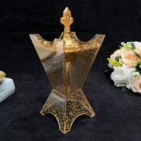 Décoration de Ramadan de Haute Qualité, Encens Arabe Portable en Bois d'Agar pour Bureau Moderne, Hôtel et Maison en Acrylique Doré