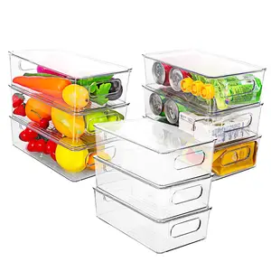 Set of 9 Pantry Organization and Storage Bins Snack Containers Plastic Kitchen Storage Bins with Lids Fridge Storage Organizer