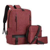 Sac à dos pour ordinateur portable unisexe DZ New Fashion, haute qualité, polyester, souple, 3 pièces, fermeture éclair étanche, 20-39L