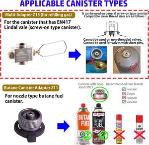 อะแดปเตอร์เติมแก๊สบิวเทนสำหรับแคมป์ปิ้งกลางแจ้ง CAMPINGMOON แบบมัลติ-อะแดปเตอร์ สำหรับถังแก๊สบิวเทนและโพรเพน รุ่น Z15+Z11+Z22 - Product Image 6