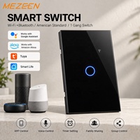 Blanc Noir Gris Or Couleur Verre Trempé Écran Tactile USA Standard Télécommande APP Commande Vocale 1 Gang Smart WiFi Switch