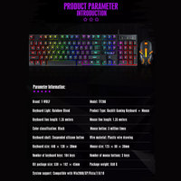 Clavier et souris filaires pour jeux TWOLF TF200, ordinateur, rétroéclairage pour PC de bureau, lumière arc-en-ciel LED