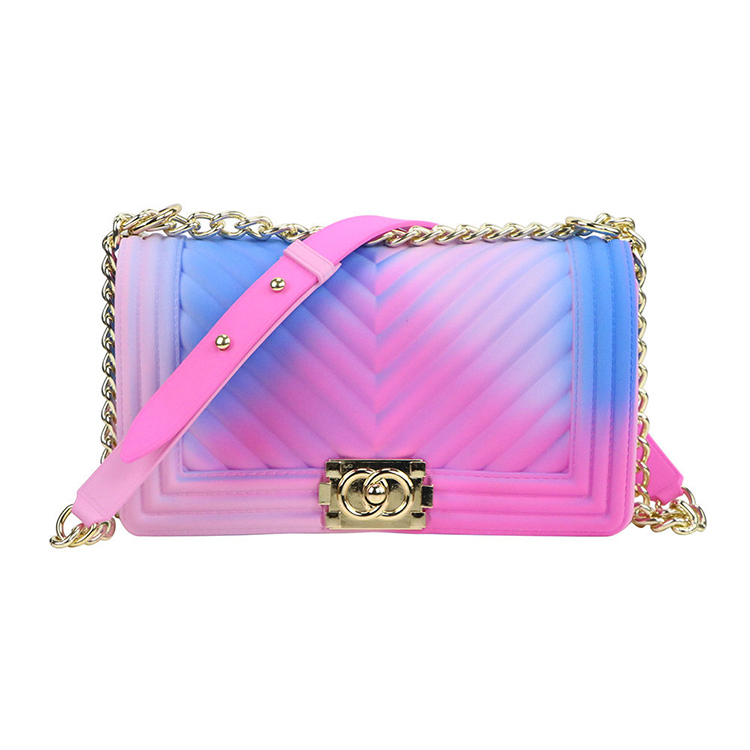 En gros dame arc-en-ciel chaîne mini bonbons couleur bandoulière plage gelée sac à main sac à main gelée sac à main