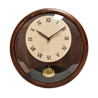 Jam Dinding Kota Desain Kreatif Kustom Dekorasi Rumah Modern Jam Dinding Kayu dengan Pendulum
