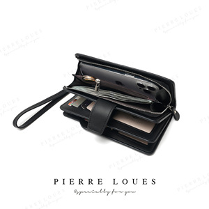 Cartera de Hombre Pierre Loues, Gran Capacidad, con Cierre, de Cuero Negro, para Uso Diario - Product Image 3