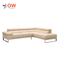 Canapé d'angle en cuir véritable de style nordique moderne et simple pour hôtel, villa, salon, meubles de style Chesterfield