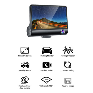 Top vente 1080P 4.0 pouces avant et arrière double objectif voiture DVR IPS écran tactile enregistreur Dash Cam voiture caméra boîte noire - Product Image 4