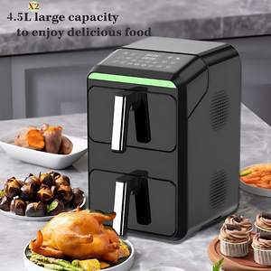 <span class=keywords><strong>Friggitrice</strong></span> multifunzione <span class=keywords><strong>ad</strong></span> <span class=keywords><strong>aria</strong></span> di alta qualità 2 cestelli rosso verde Led 4.5L 9l Fat Free Air <span class=keywords><strong>friggitrice</strong></span> a doppia <span class=keywords><strong>friggitrice</strong></span> - Product Image 4