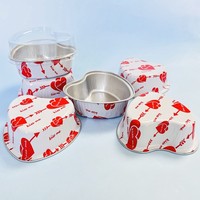 Doublures de muffins de cuisson en feuille d'aluminium en forme de coeur de 3.4 oz avec couvercles tasses à cupcakes à dessert pour la Saint-Valentin