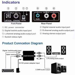 <span class=keywords><strong>Convertisseur</strong></span> audio optique vers RCA de qualité supérieure avec DAC 192kHz/24bit, adaptateur numérique vers analogique SPDIF, sortie 3,5 mm - Product Image 6