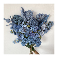 Bunga Hydrangea Buatan 5 Tangkai Warna-Warni Biru Kabut Tanpa Daun untuk Dekorasi Pernikahan