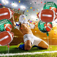 6 ballons en aluminium Football Américain Touchdown, motif terrain vert avec schéma de jeu, pour fête de football, jour de match, anniversaire