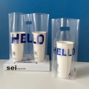 Sacs d'emballage personnalisés pour boissons à bulles, café, gobelets simples ou doubles, sacs en plastique à emporter avec logo - Product Image 6