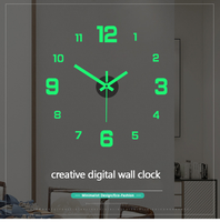 Horloge Murale Digitale Lumineuse Simple, Style Européen DIY, Silencieuse avec Brillance Nocturne, pour Bureau ou Salon, Horloge Autocollante sans Perçage