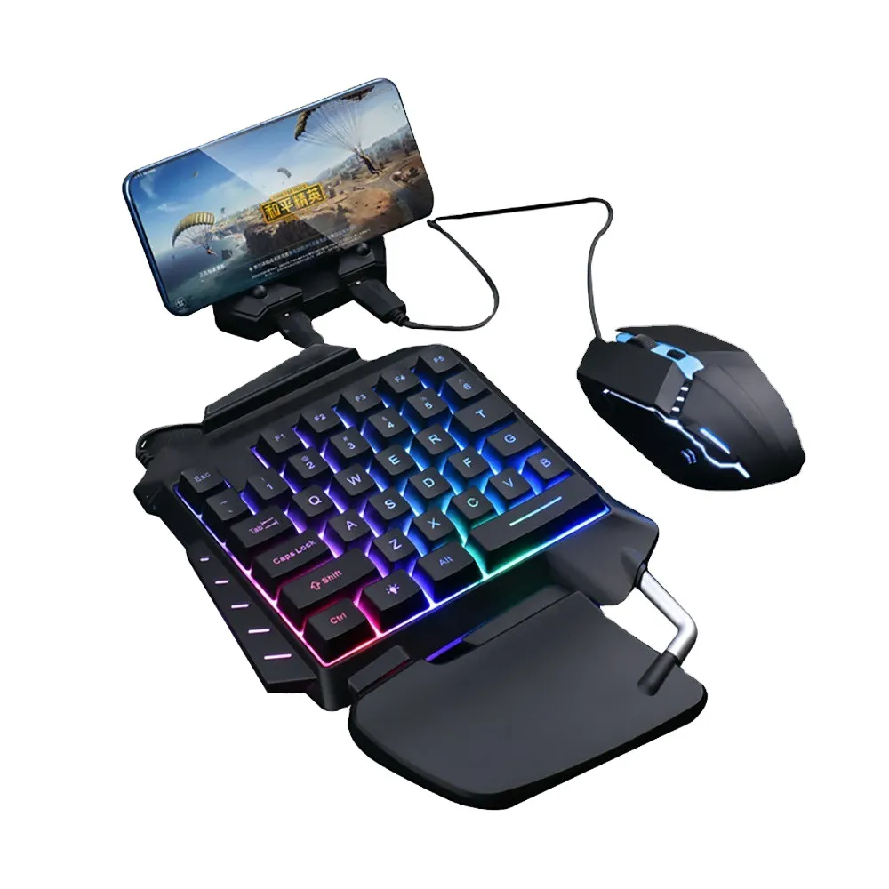 Ergonomic Keyboard Breathing Backlight Wired 35 Keys Gaming PUBG Mobile Gamepad Controller Keyboard Mouse Combo Gamepads