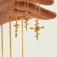 MECYLIFE Collier Fleur des 12 Mois, Pendentif Fleur de Naissance Croix, Chaîne O, Accessoires Collier Halloween