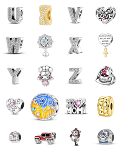 Bracciale Personalizzato con Ciondolo a Cuore in Zirconi Placcato <span class=keywords><strong>Oro</strong></span> e Argento - Perline Sciolte Colorate - Stile Retrò Classico - Product Image 2