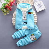 Ensemble de trois pièces confortable et décontracté avec imprimé ours de dessin animé mignon, printemps, automne, boutique de vêtements pour enfants, garçons 2019