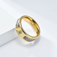 Bague en acier inoxydable plaqué or 18 carats avec fil de zircon de la marque Zhongzhe Jewelry pour hommes