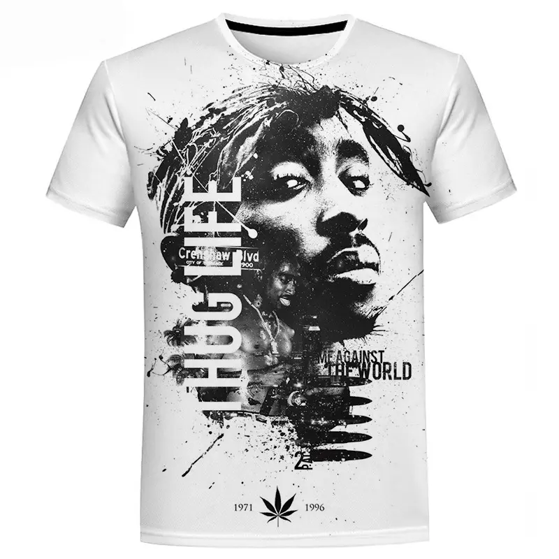 Rapper Tupac 2pac 3d พิมพ์เสื้อผู้ชาย Hip Hop เสื้อยืด3d การพิมพ์ดิจิตอล Tshirt ทั้งหมดพิมพ์พิมพ์ Tees กราฟิกที่กำหนดเองเสื้อ T