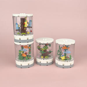 Bloques de Construcción MOC de Partículas Pequeñas, Juguete de Caja Redonda para Observar Peces, Escena Urbana, Decoración Interior Neutral para Sala de Estar - Product Image 2