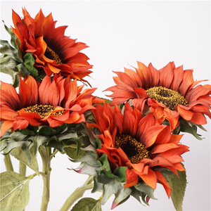 O-X947 Vente en gros de tournesols artificiels en latex de haute qualité, aspect réaliste, jaunes, blancs, oranges, pour la décoration de la maison et des mariages - Product Image 3