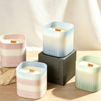 Bougie parfumée carrée en céramique avec mèche en bois, cire de soja naturelle, huile essentielle, cadeau de mariage pour décoration - Grande Vente