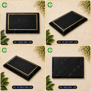 Carrelage mural rectangulaire en marbre noir avec détails en laiton, 7 pouces, accent décoratif en pierre pour la maison, le bureau et la décoration murale intérieure - Product Image 3