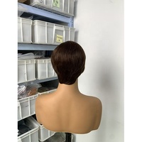 4 # Couleur pour perruque PiXie Cut entièrement fabriquée à la machine, sans dentelle frontale, 100% cheveux humains vierges brésiliens, cheveux brun clair, fournisseur de cheveux
