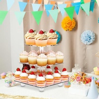 Décoration de table de dessert de mariage de luxe, support à gâteau en acrylique transparent, présentoir à cupcakes multi-niveaux, plateau de présentation de pâtisserie pour événements et fêtes