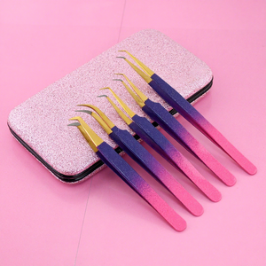 Ensemble de pinces à cils professionnelles en acier inoxydable à pointe en fibre 45 pinces à extension de cils à 90 degrés - Product Image 1