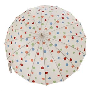 Parapluie haut de gamme de style coréen, semi-automatique, à 16 baleines, à double poignée longue, à motif de points, résistant au vent, imperméable et anti-UV - Product Image 5