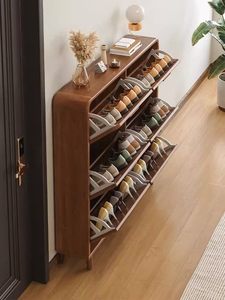 Mobiletto Portascarpe Moderno Ultra-Sottile in Legno con Cassetti e Ante, Organizzatore di Lusso per la Casa - Product Image 1