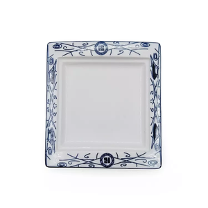 Элитная высококачественная экологичная классическая китайская квадратная сине-белая фарфоровая керамическая тарелка, пригодная для использования в микроволновой печи и посудомоечной машине, 8 дюймов, для дома - Product Image 1