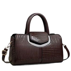 Bolso Tote con Patrón de Cocodrilo, Cuero Patentado, Gran Capacidad, Negro, Bolso de Mano para Mujer, Bolso de Hombro, Uso Diario, Primavera 2025 - Product Image 5